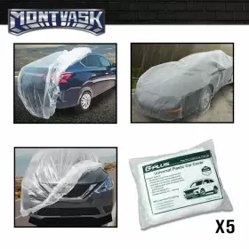 Mmo542586 2014mmotor Rain Dust Garage Clear Plastic Disposable Car Cover Temporary Universal 5 Pack