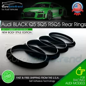 Rsq5 Audi 098 010 Q5 Sq5 Black Rear Rings For 2017-24 Suv Trunk Lid Emblem Badge Logo