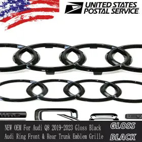 Audi 4m8 853 742 2zz Set Of 6 Q8 Front Rear Ring Q S Gloss Black Emblem Badge Kit 2019-2023