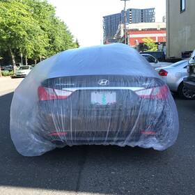 Auto Accessory Direct Zgm355f98 2 Pack Clear Plastic Temporary Universal Disposable Car Cover Rain Dust Garage