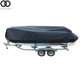 Apo262824 Autoooparts 11-13ft Boat Cover V-hull Runabouts Black Yacht Waterproof 420d