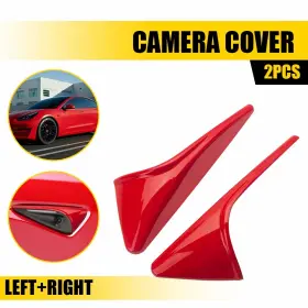 Cyzs-model3-17-23 Auxito 2pcs Red Side Fender Camera Vent Cover Trim Fit Tesla Model 3 S X Y 2015-2023