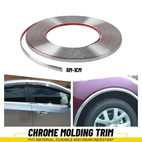 Fzjt-c-5m-1.5cm Auxito Universal Chrome Molding Trim Wide Automotive Trunk Body Side Bumper Strip 0.4in