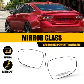 Jrhsj-accord-18-22bs Auxito Driver Passenger Mirror Glass For 2018-2022 Honda Accord With Blind Spot Heated