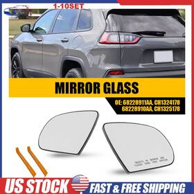 Auxito Jrhsj-cherokee-14-23 Lh Rh Mirror Glass Assembly For Jeep Cherokee 14-23 Non-heated 68228910aa 2-20x