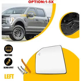 Jrhsj-f150-15-20bs Auxito Exterior Side View Mirror Glass Heated Driver Lh For 2015-2020 Ford F150