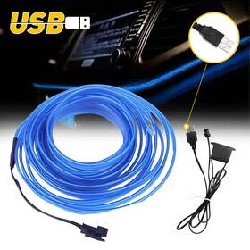 Auxito Lgx-usb-b-5m-ead-1 Blue 16ft Auto Usb Car Interior Led Atmosphere Strip Decor Accessories Light Us