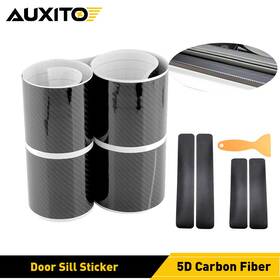 Auxito Mkt-txw-5dead-1 4x Antiscratch Carbon Car Fiber Door Plate Sill Scuff Cover Sticker Accessories