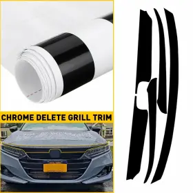 Tz-zw-accord-21-22b Auxito 5x Chrome Delete Blackout Overlay For 21-22 Honda Accord Sedan Front Grill Trim