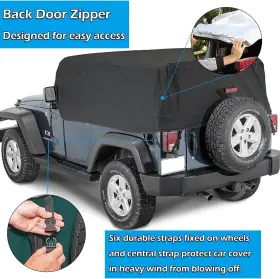 Big Ant 07-jpbz-4dblack-fba Car Cover Black 6 Layers Waterproof For Jeep Wrangler Jku Jlu 1987-2023