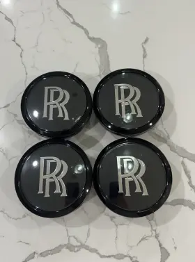 6891936 Car Oe Badge Set Of 4 Center Cap Floater For Rolls Royce Ghost Wraith Cullinan Wheel Black