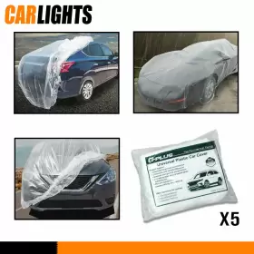 C-02cca0001awt5 Carlights Universal Clear Plastic Disposable Car Cover Temporary Rain Dust Garage 5 Pack