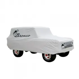 Cov-32 Cj Classic Trucks Car Cover Indoor Light Gray With Vintage Bronco Graphics 1966-1977