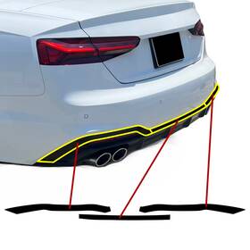 Clearsurface Cd-dis5-rear-gls-blk Fits Audi S5 2020-2024 Rear Bumper Chrome Delete Decal Blackout Vinyl Film