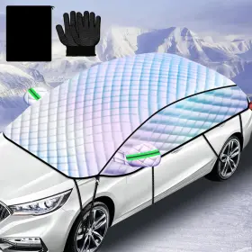 Cojosqc 081904188056 142-in Winter Car Half Cover Top Windshield Snow Shield Essential Ice And S