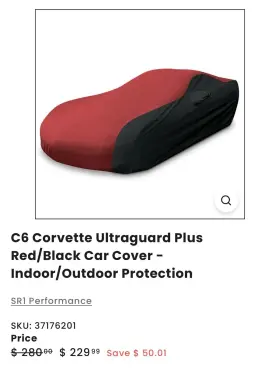 37176201 Corvette Guys C6 Car Cover