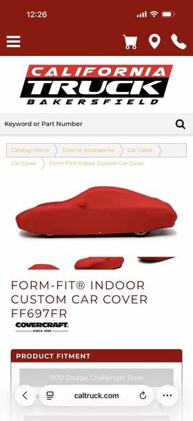 Covercraft Ff697fr Car Cover 1970-72 Dodge Challenger Red