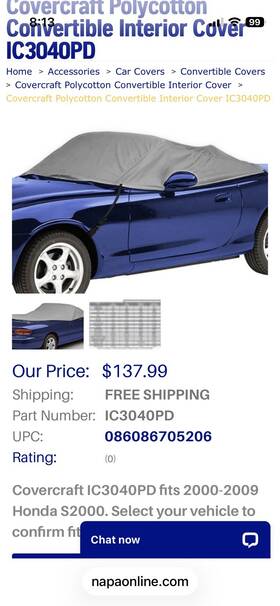 Covercraft Ic3040pd Honda S2000 Cover Craft Convertible