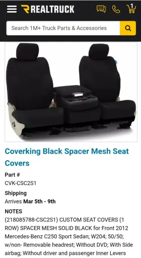 Cvk-csc2s1 Coverking Seat Covers Front Row For Mercedes-benz Breathable Space Mesh