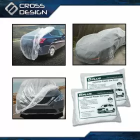 Ht-02cca0001awt2 Crossdesign 2pcs Universal Disposable Plastic Clear Temporary Car Cover Rain Dust Garage