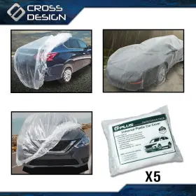 Ht-02cca0001awt5 Crossdesign 5pcs Universal Disposable Plastic Clear Temporary Car Cover Rain Dust Garage