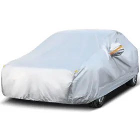 Dawot 932631914859 Car Cover Full Exterior Waterproof With Door Zipper Windproof Bands Fit Sedan