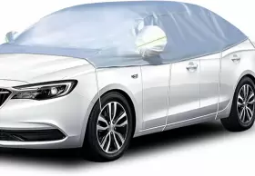 Fly0112-sed Dolitify Half Car Cover Windshield With Side Mirror Fits Sedan 13ft To 16ft1 Inch
