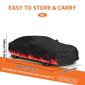 9071921re Donwell 200t Universal Red Flame Sun And Rain Cover For Most Sedans 192.9x59x70.8 Inch