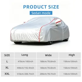 9071946si Donwell Silver 170t Universal Auto Cover Red Stripes And Zipper Closure Car Protector