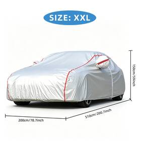 Donwell 9071948si Xxl Silver Auto Cover For Sedan Universal Fit With Zipper&red Reflective Stripe