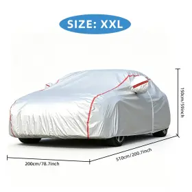 9071948si Donwell Xxl Silver Auto Cover For Sedan Universal Fit With Zipper&red Reflective Stripe