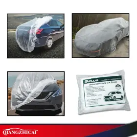 Z-02cca0001awt Ds-auto-parts 1pack Clear Plastic Temporary Universal Disposable Car Cover Rain Dust Garage