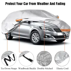 177x69x59in Eluto Fhf1394841 Universal Full Sedan Car Cover Coverage Uv Dust Resistant Protection