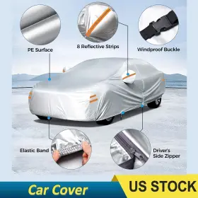 Ubp2311689 Eluto Waterproof Full Car Cover Snow All Weather Protector For 186 Inch To 193 Sedan Coupe