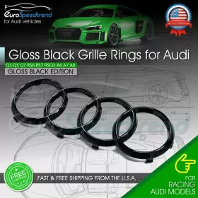 4h0853605b2zz Eurospeedtrend 4h0 853 605 2zz Audi Black Rings Q5 Sq5 Rsq5 Front Grill Emblem Badge 2013-2020 Oe