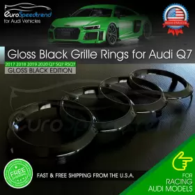 4m0-853-605-2zz Eurospeedtrend 4m0 853 605 2zz Audi Q7 Black Front Rings Grille Emblem 2017 - 2023 316mm Oe