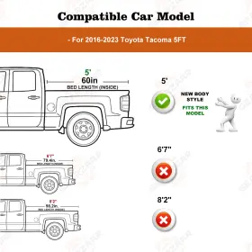 H-cp42719 Gearzaar 5ft Hard Tonneau Cover For 2016-2025 Toyota Tacoma Truck Bed Tri-fold Pickup U