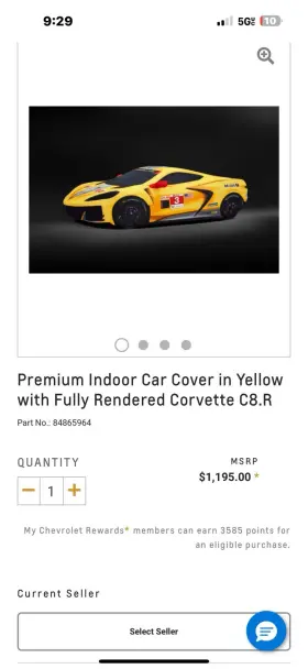 85159500 Gm Licensed Corvette Racing Yellow C8r Indoor Car Cover High Wing. Like New