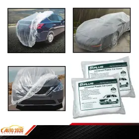 E-02cca0001awt2 Grandorange 2pc Clear Temporary Universal Disposable Car Cover Rain Dust Garage Pe New