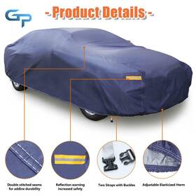 Greatparts Gre53340 Waterproof Car Cover All Weather Protection For Sedan Blue Breathable 15-16ft