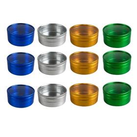 Hawk Importers Inc B0013trbke Bin Buddy 12 Piece Colorful Aluminum Gem Jars Clear Glass Lids Size 2 Inch X