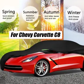 Hy004065 Hhengyisoul Full Car Cover Black Uv Snow Dust Rain Resistant Protector For Chevy Corvette C8