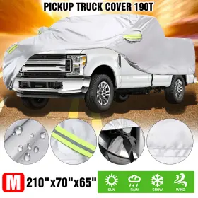 Hy004196-m Hhengyisoul Pickup Truck Cover Silver With Reflective Strip Waterproof Protection Universal