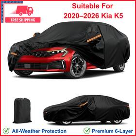 Jaogaus 8838904 Car Cover For Kia K5 2020-2026 6 Layers Waterproof Covers With Zipper Black