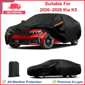 8838904 Jaogaus Car Cover For Kia K5 2020-2026 6 Layers Waterproof Covers With Zipper Black