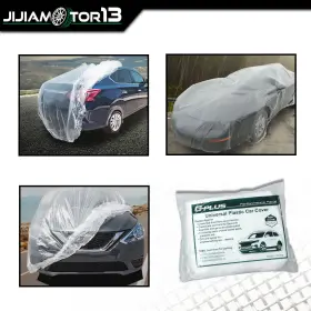 J-02cca0001awt Jijiamotor13 1 Universal Clear Plastic Temporary Disposable Car Cover Rain Dust Garage