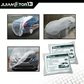 J-02cca0001awt2 Jijiamotor13 2 Pack Universal Clear Plastic Disposable Car Cover Temporary Rain Dust Garage