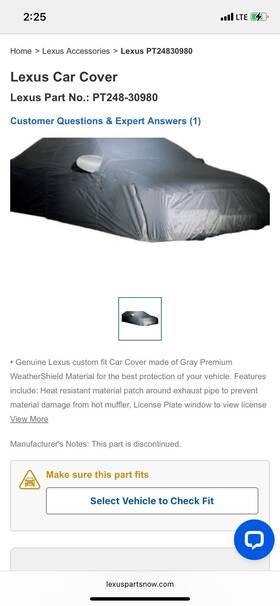 Lexus Oem Pt248-30980 Factory Outdoor Car Cover Gs430 Gs300