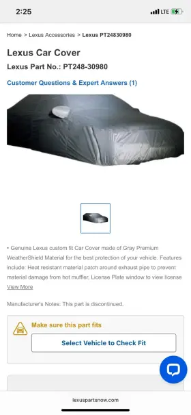 Pt248-30980 Lexus Oem Factory Outdoor Car Cover Gs430 Gs300
