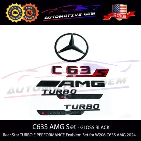 A2068174600 Mercedes-benz C63s Amg Sedan Turbo E Performance Rear Star Emblem Black Badge Set W206 2024